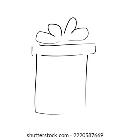 Line drawing of a gift box with a ribbon bow. Template for your design work. Vector illustration