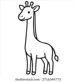 Dibujo de línea de un diseño de Vector de ilustración de jirafa