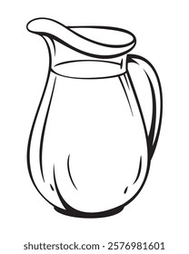 line drawing of a glass pitcher, Vector illustration