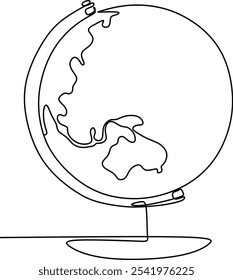 Line drawing of a globe. Hand drawn without artificial intelligence