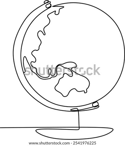 Line drawing of a globe. Hand drawn without artificial intelligence