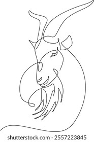Line drawing of goat vector illustration, hand drawn without artificial intelligence
