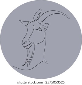 Line drawing, goat vector illustration logo, hand drawn without artificial intelligence