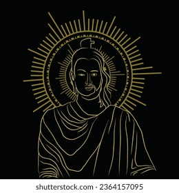 Line drawing golden yellow and black background Buddha and Jesus Christ illustration Vector Half-Christ and half-Buddha figure
It indicates two prophets of the world's great religions.
belief, faith.