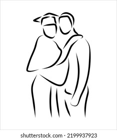 Line drawing of graduation people