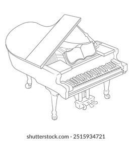line drawing of a grand piano