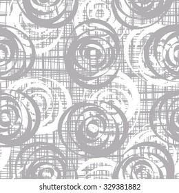 Line drawing grid, circle, spiral, seamless vector background.