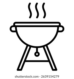 Line drawing of a grill with rising smoke, perfect for summer cookouts and barbecue events.