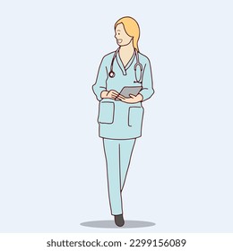 dibujo de línea de un grupo de médicos expertos inteligentes, seguros de sí mismos, dibujados a mano, ilustración, vector
caricatura de línea simple