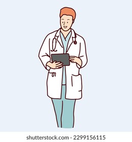 line drawing of a group of expert doctors smart, confident, hand drawn, illustration, vector
simple line cartoon