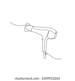 A line drawing of a hair dryer, showing the main body, handle, and power cord. The design is simple and clean, with no additional details