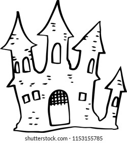 Line drawing of Halloween castle
