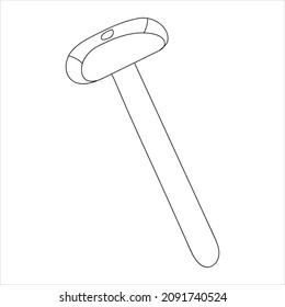 Line drawing of a hammer. Isolated vector illustration.