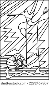 Line Drawing Hanafuda Shimotsuki Tochi November Tochi no Kasu