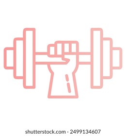 A line drawing of a hand holding a dumbbell, representing strength and fitness.