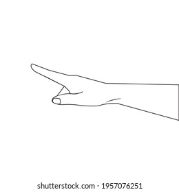  Line Drawing of Hand touching or pointing to something with the index finger line icon. Hand making gesture while showing something outline drawing. Reach something by index finger line illustration