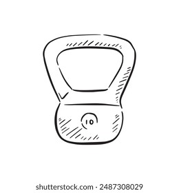  Dibujo lineal de un peso manual en blanco y negro. Dibujado a mano en un estilo de boceto y vectorizado.