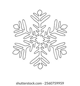 Line drawing of a hand-drawn openwork snowflake.
