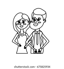 line drawing happy couple together and romantic celebration