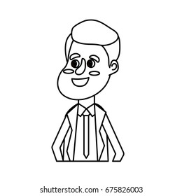 line drawing happy groom with hairstyle and elegant suit