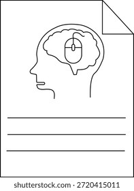 Dibujo de líneas Papel de ratón de cerebro de cabeza Líneas proporcionadas para texto