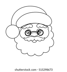 Line drawing of the head of Santa Claus, merry Christmas and happy New year. Vector illustration