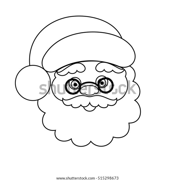 Line Drawing Head Santa Claus Merry Stock Vector Royalty