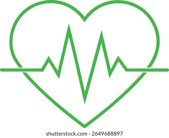 Desenho de linha de um ícone de frequência cardíaca ou pulso, ícone de linha de coração e cardiograma, pulso de pulso ícone vetor plano.
