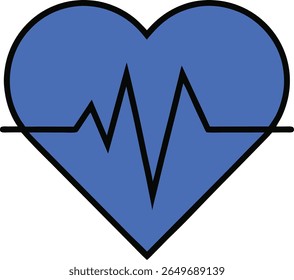 Desenho de linha de um ícone de frequência cardíaca ou pulso, ícone de linha de coração e cardiograma, pulso de pulso ícone vetor plano.
