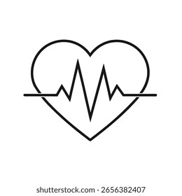 Dibujo de línea de un ícono de frecuencia cardíaca o pulso, ícono de contorno de Vector