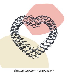 Line drawing heart shape design. Vector Love symbol