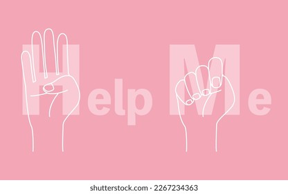 Line drawing of the Help Me hand sign