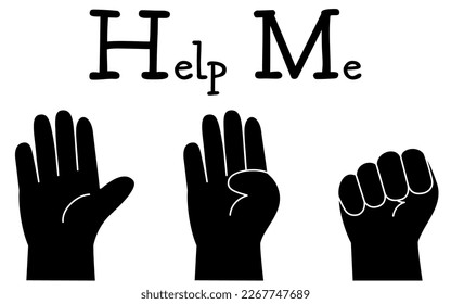 Line drawing of the Help Me hand sign