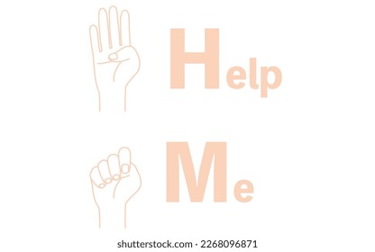 Dibujo de línea del signo de mano de Ayuda para mí