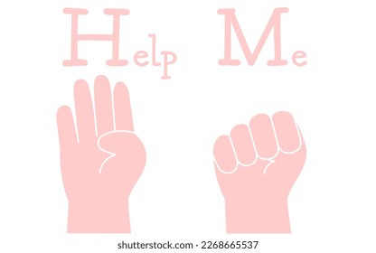 Line drawing of the Help Me hand sign