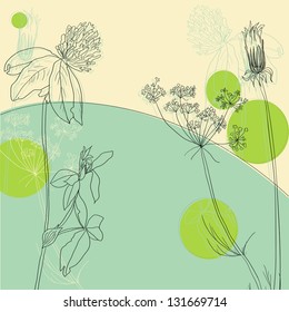 line drawing herbs