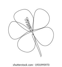 Line drawing of a hibiscus flower. Minimalist black line sketch on white background. Templates for your designs. Vector illustration.