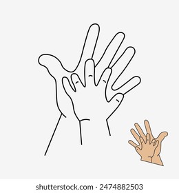 line drawing holding baby's hand illustration vector