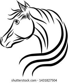 Line drawing horse head vector icon illustration