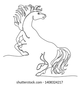 Line drawing horse. Vector black and white illustration for logo, apparel print design, banner and poster.