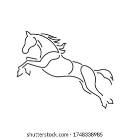 Dibujo en línea del símbolo de la caminata ecuestre. Logo del caballo. Ilustración del vector