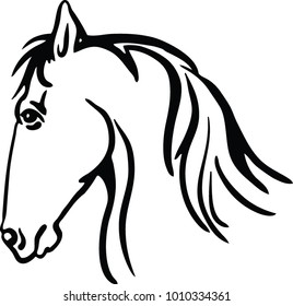 Line Drawing Horses Head On White Stock Vector (Royalty Free ...