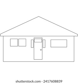 A line drawing of a house