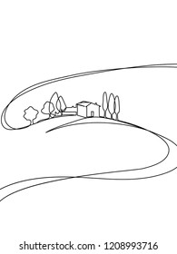 line drawing house. Abstract minimal village