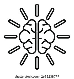 Dibujo de líneas de un cerebro humano con bombillas que lo rodean, representando la generación de nuevas ideas