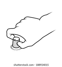 Line Drawing Of A Human Hand Twisting A Knob.