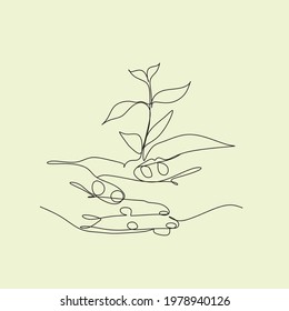 Dibujo de líneas de una mano humana con un estilo lineal de brote e ilustraciones del vector dibujado a mano, contorno de la colección de diseños de caracteres