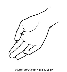 Line drawing of a human male hand.