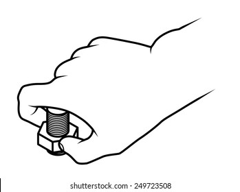 Line Drawing Human Male Hand Turning Stock Vector (Royalty Free ...