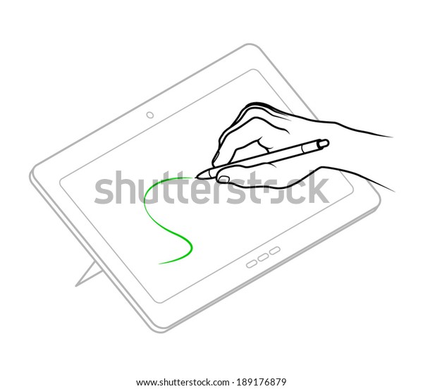 Line Drawing Human Male Hand Digitizer Stock Vector Royalty Free 189176879